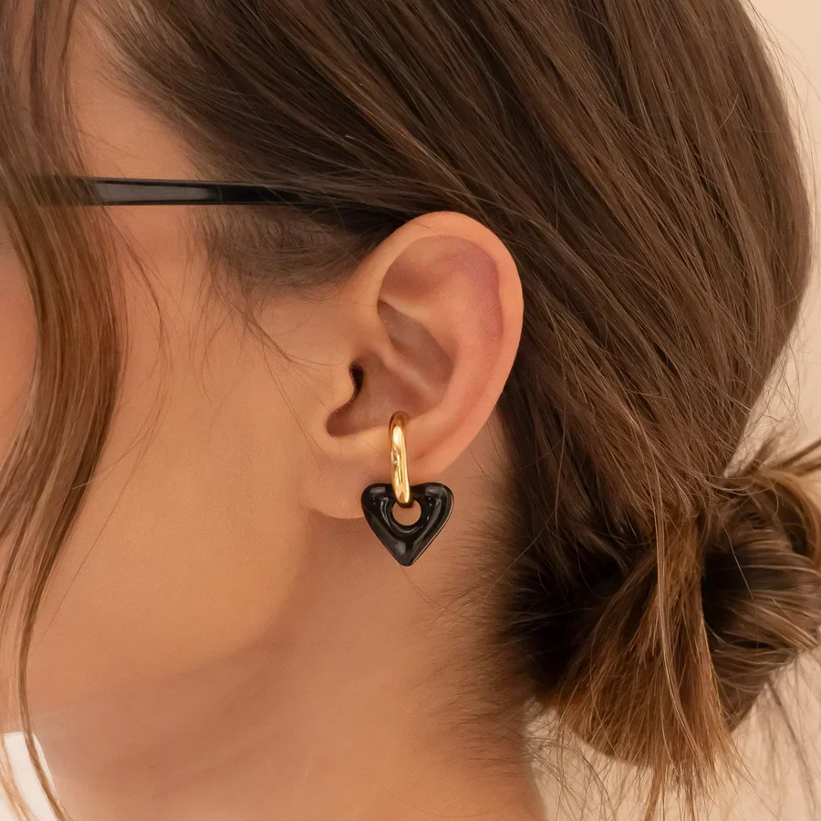 [1171] Earcuff Corazon Negro