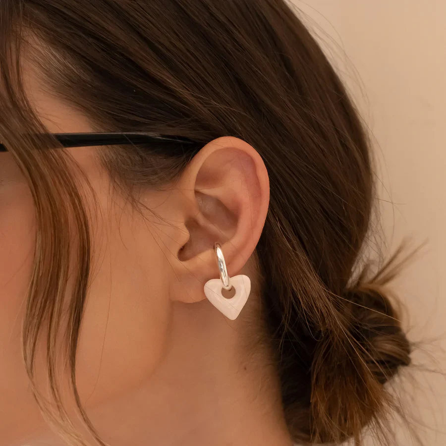 [1180] Earcuff Plata Corazon Nude