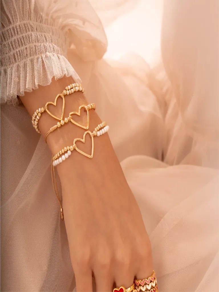 [11170] Set Pulseras X3 Heart gold
