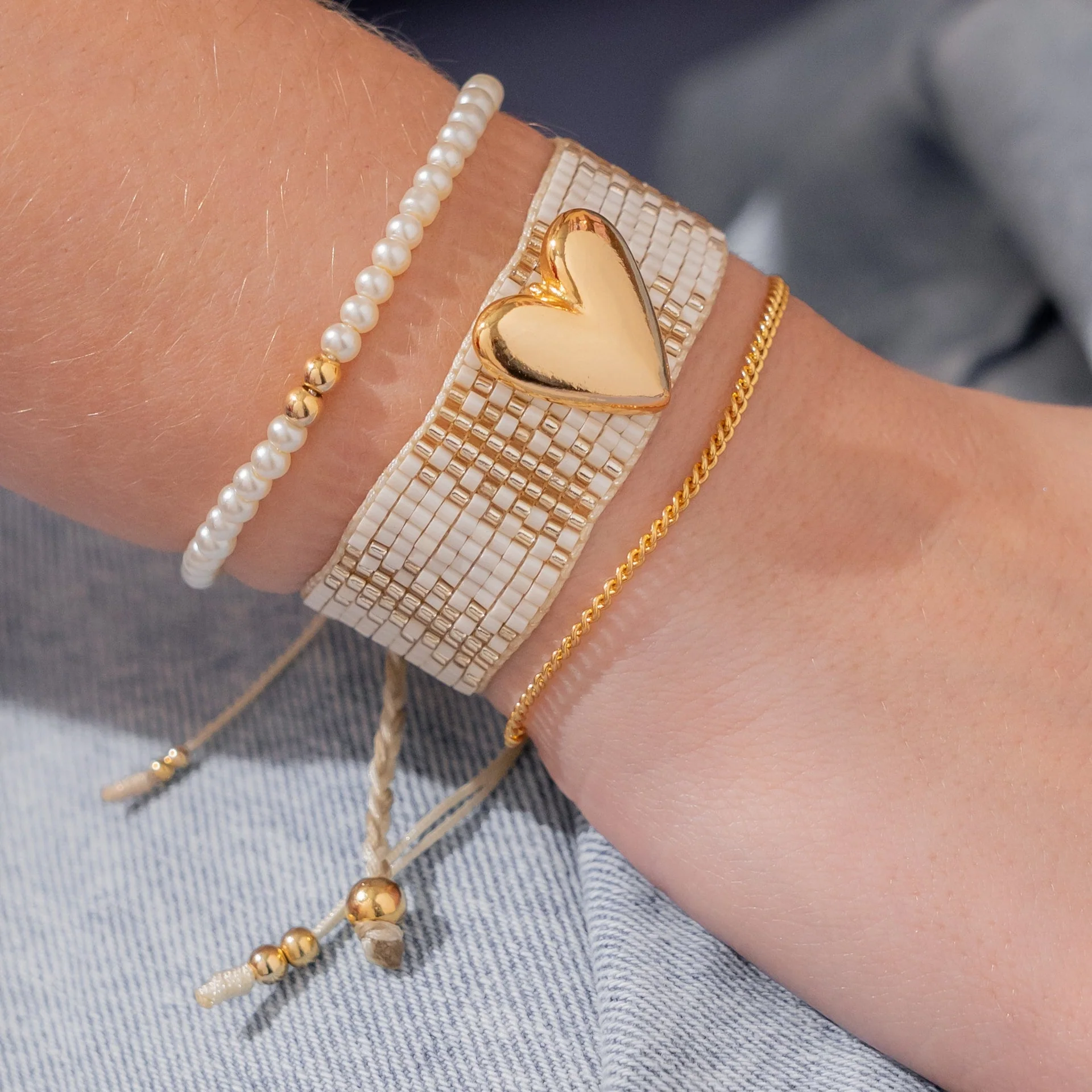 [11439] Set x 3 Pulseras Corazón Liso