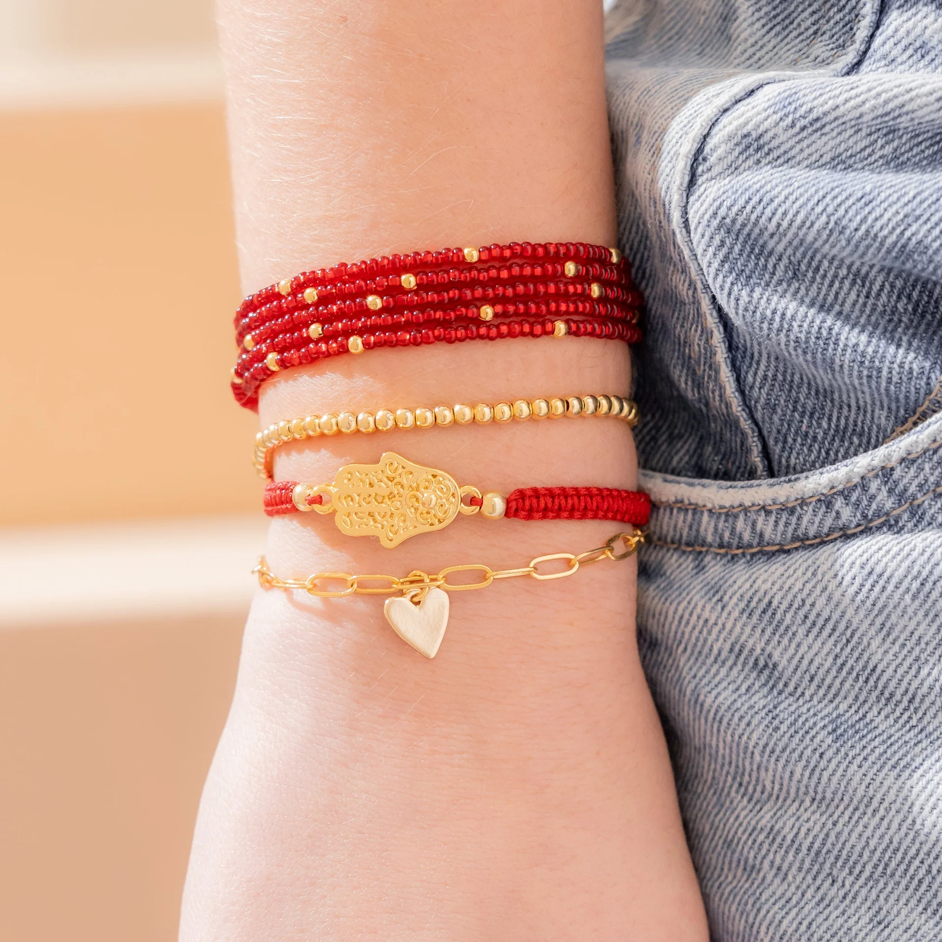 [11440] Set x 4 Pulseras Mano Hamsa