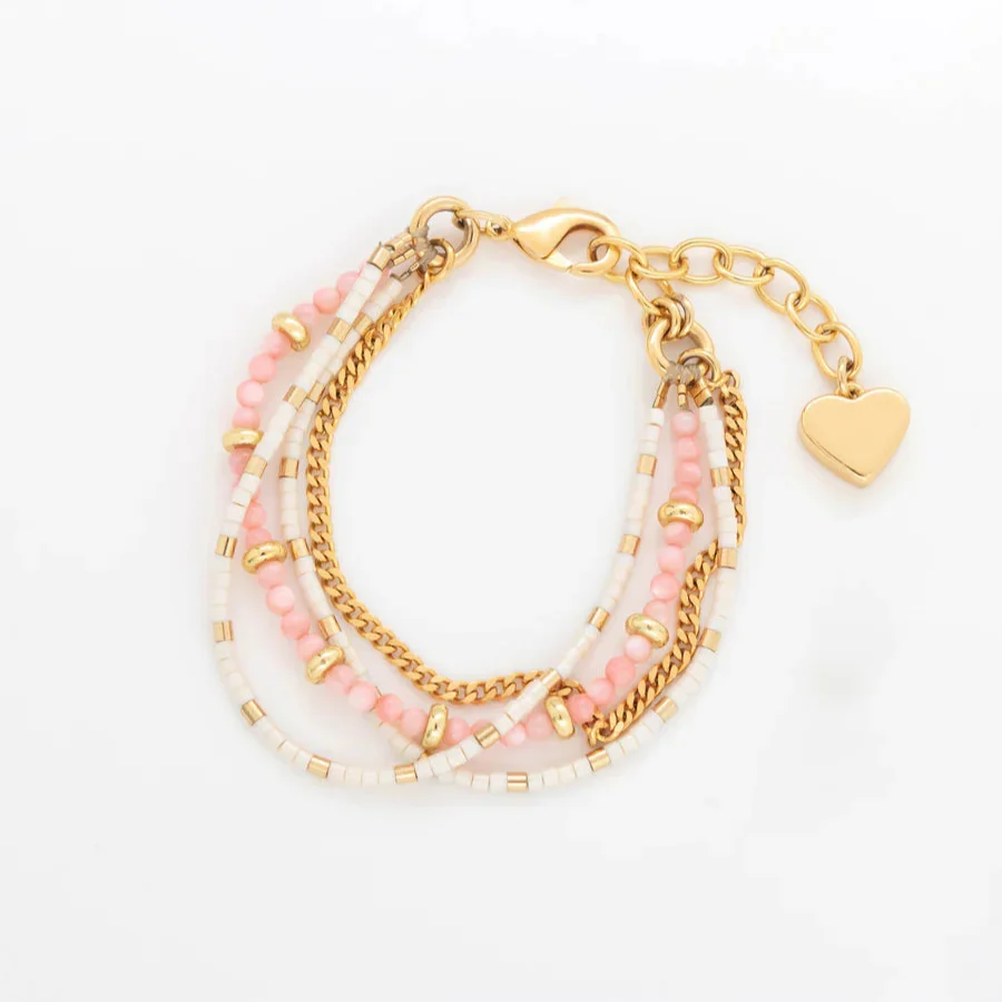 Pulsera Nacar Corazón + Aretes