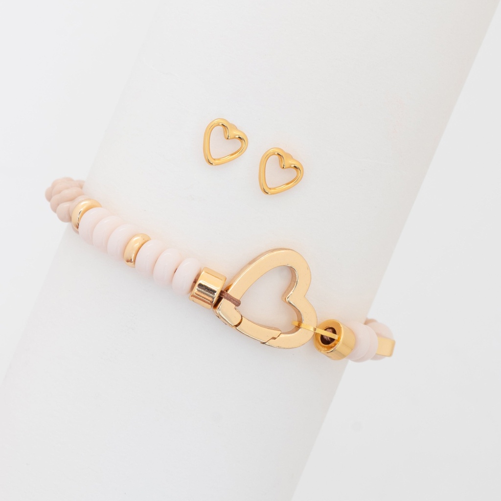 [12452] Pulsera Corazón Liso + Aretes