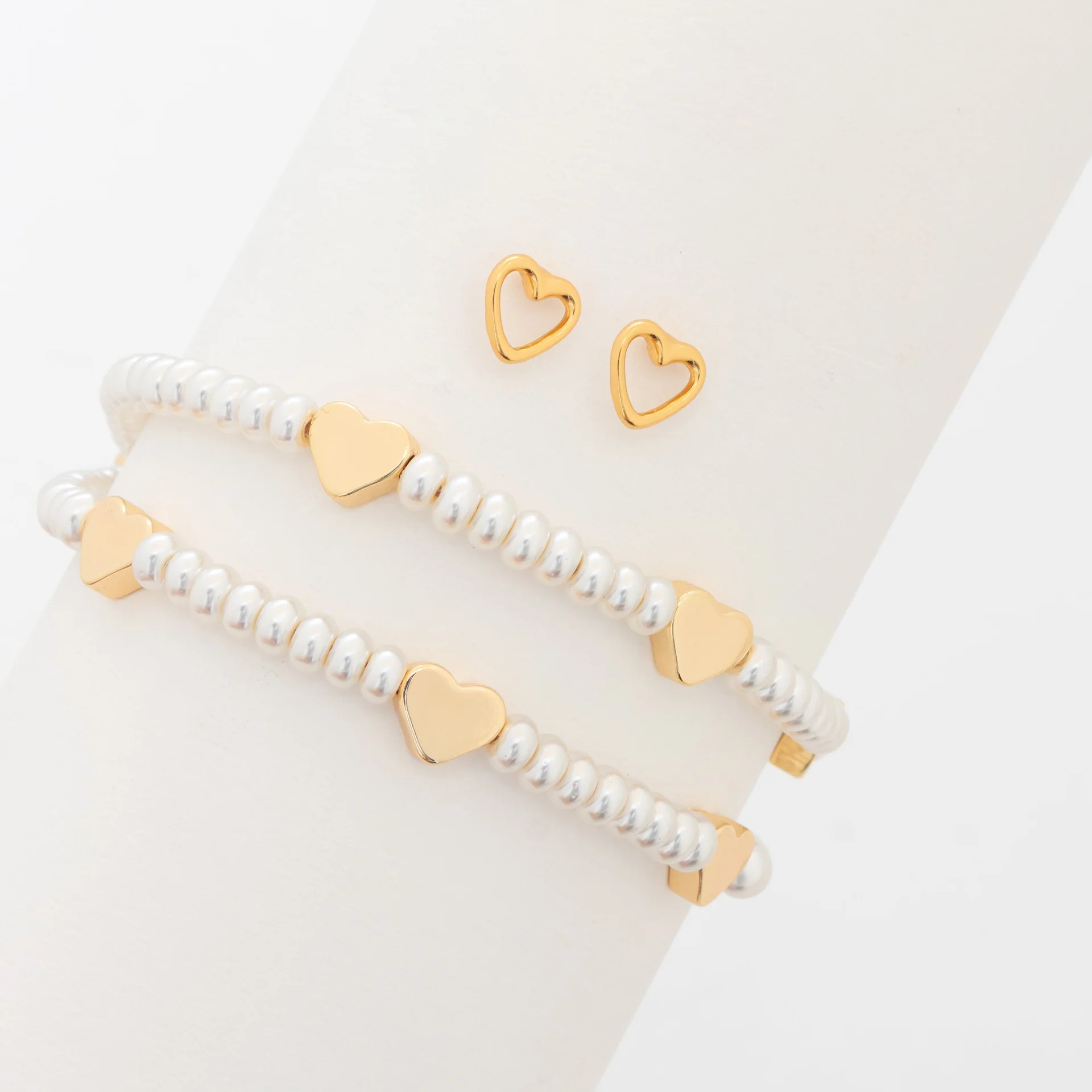 Pulsera 2 en 1 Corazones + Aretes