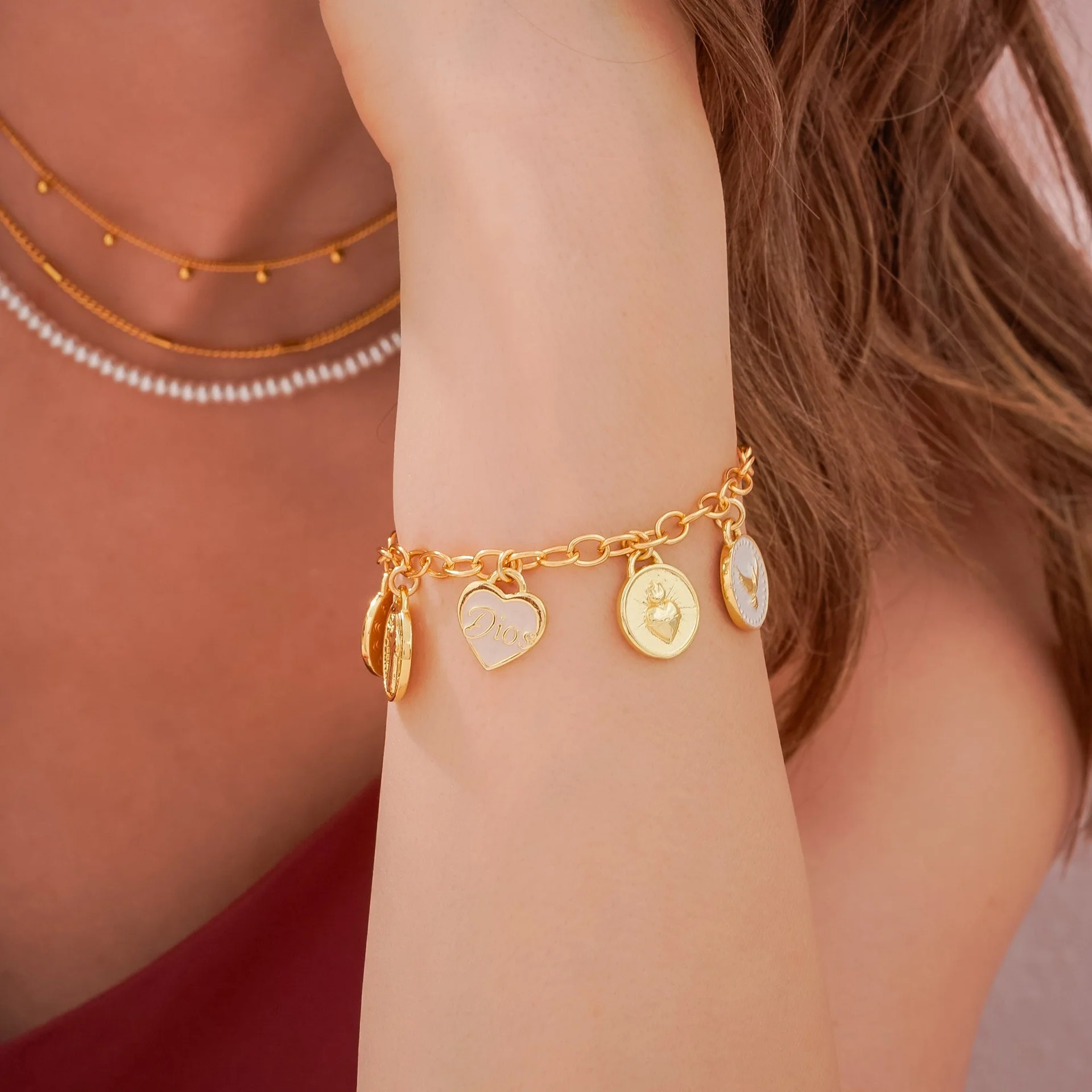 [12496] Pulsera Multicharms Religiosa