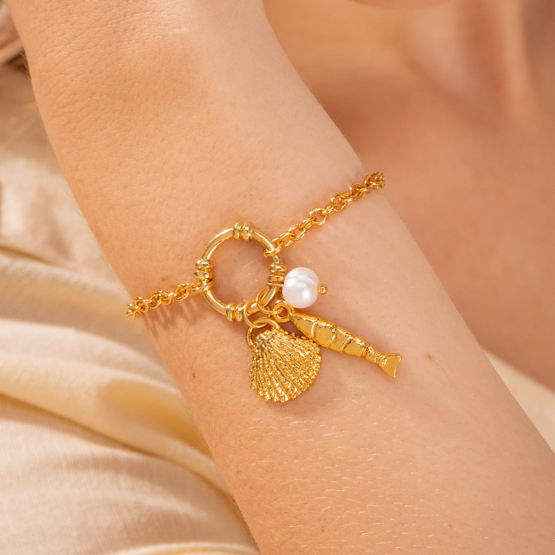 Pulsera Perla Concha + Aretes
