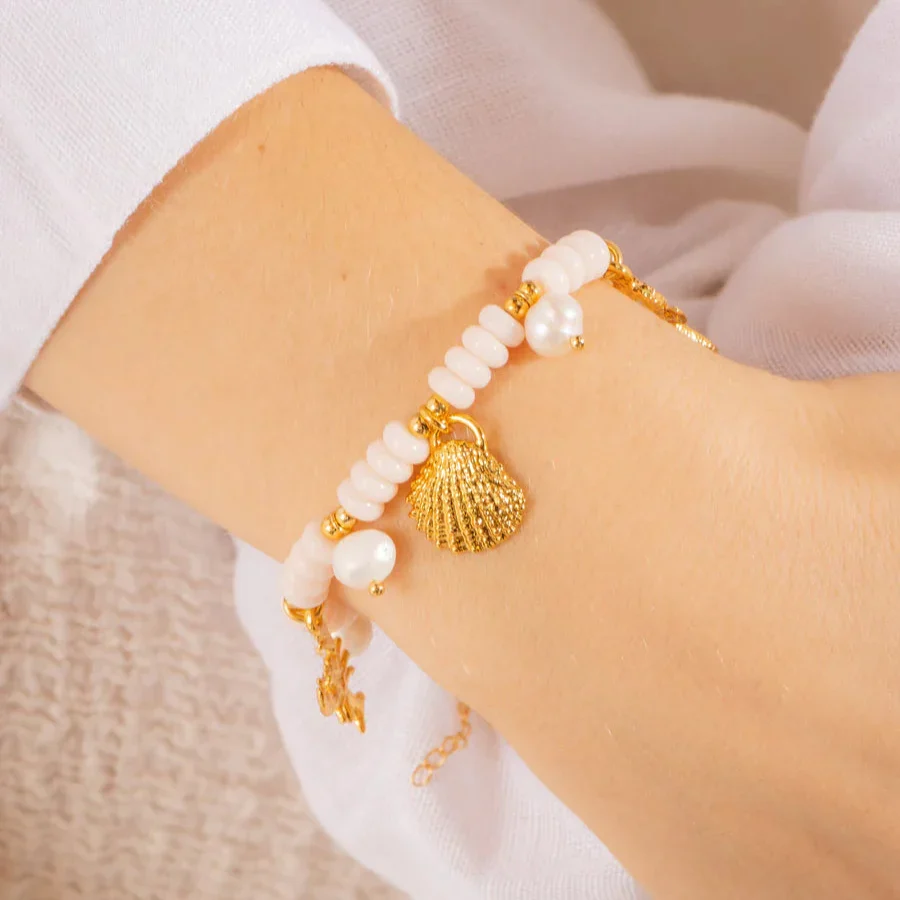 [1479] Pulsera Perla Verano + Aretes