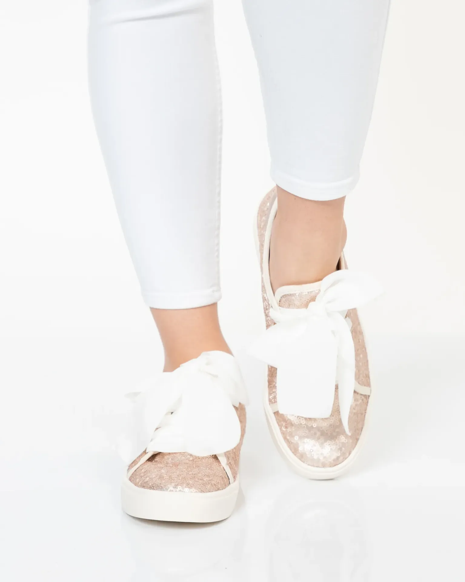 [1223] TENIS LENTEJUELAS ORO ROSA 36