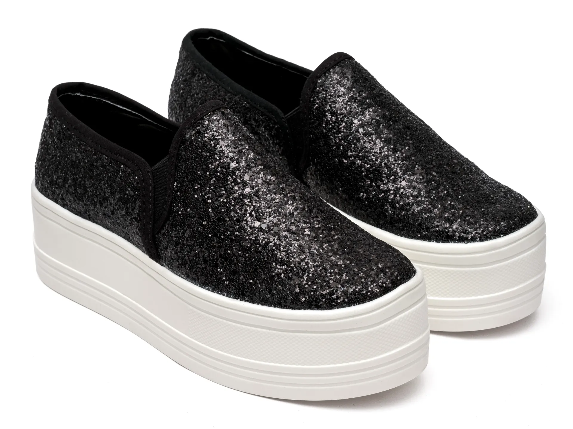 [6300] Casual Alto Escarcha Negro 36