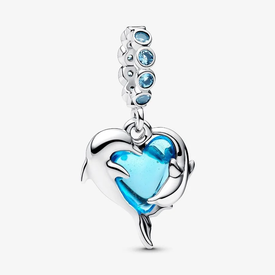 [5012] Blue Murano Glass Dolphins
