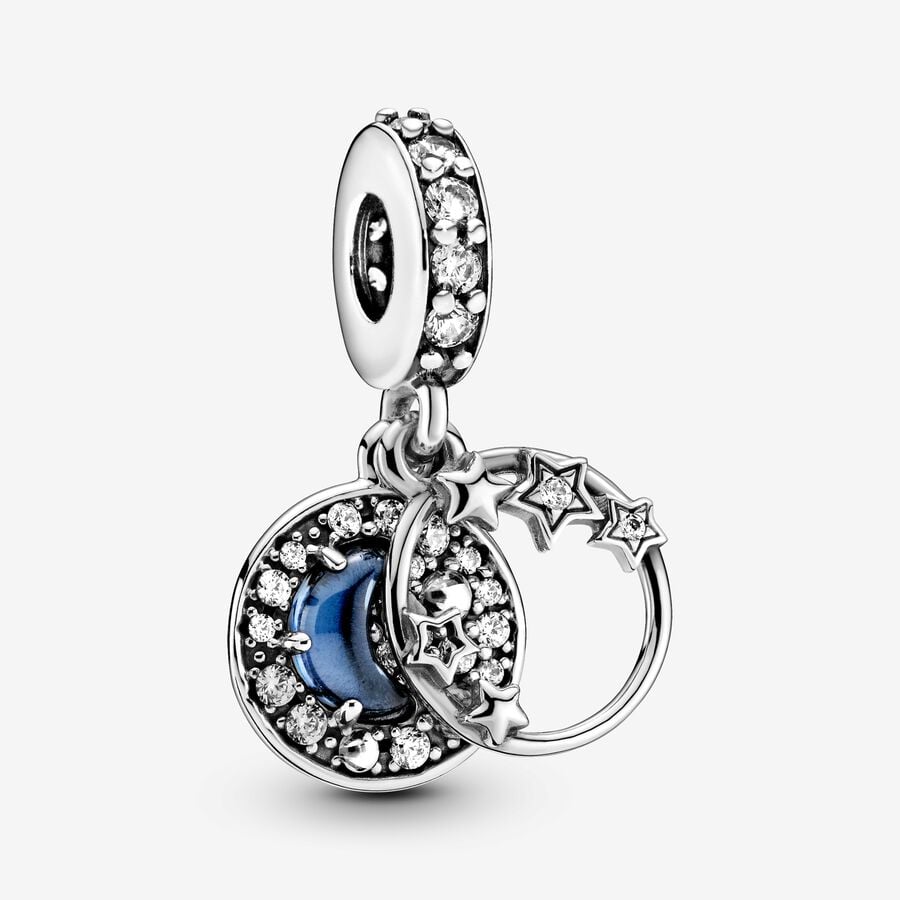 [422] Blue Night Sky Crescent Moon & Stars