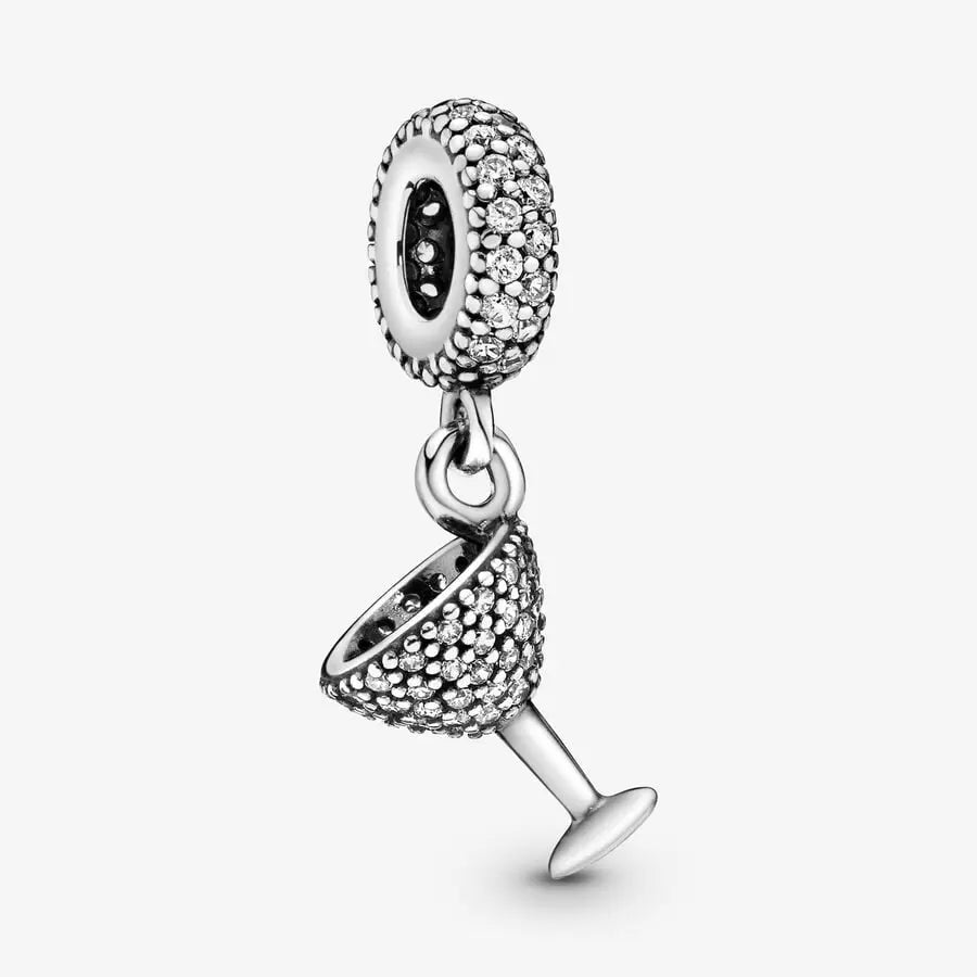 [454] Cocktail Glass Silver Dangle