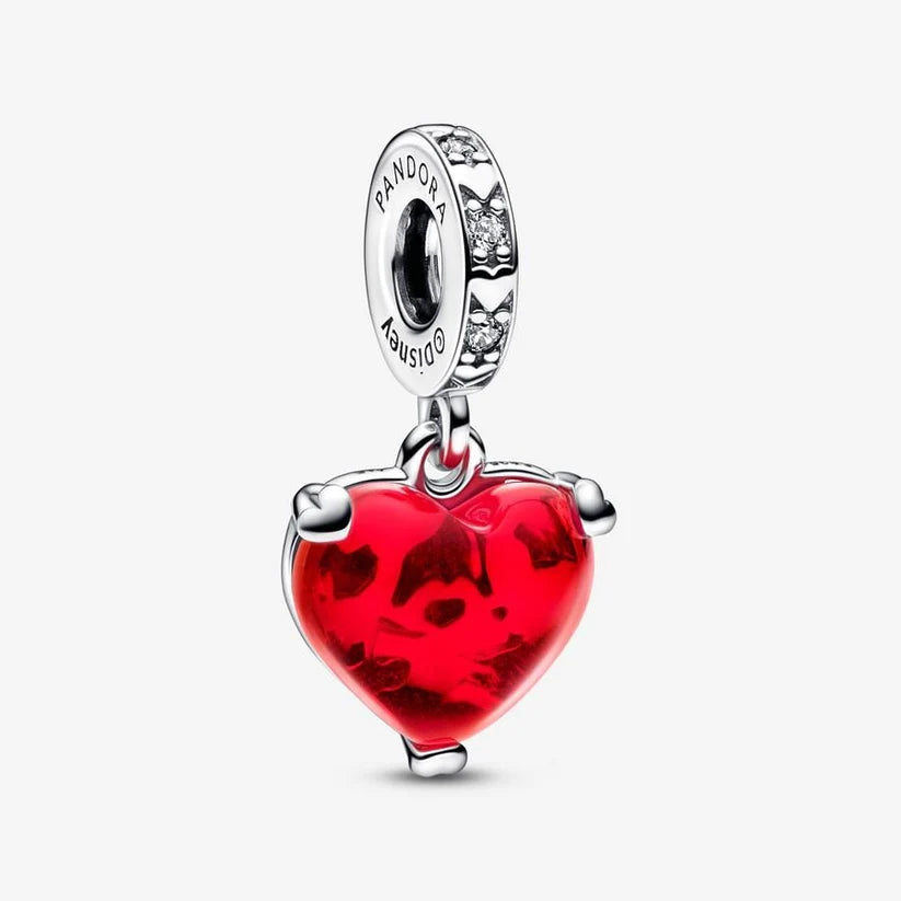 [4462] Mickey & Minnie Mouse Kiss Red Murano Glass