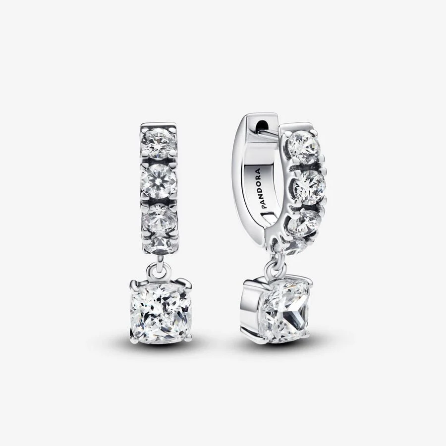 Pave Dangle Hoop Earrings