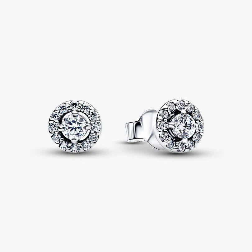 Round Pavé Halo Stud