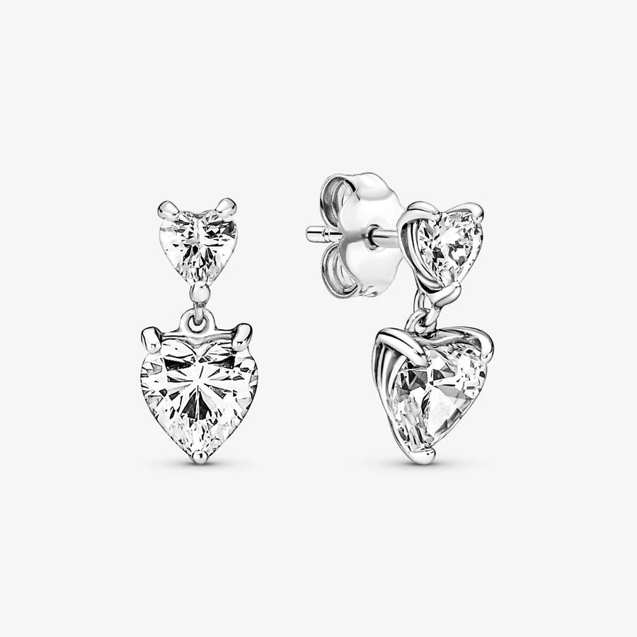 Double Heart Sparkling Stud