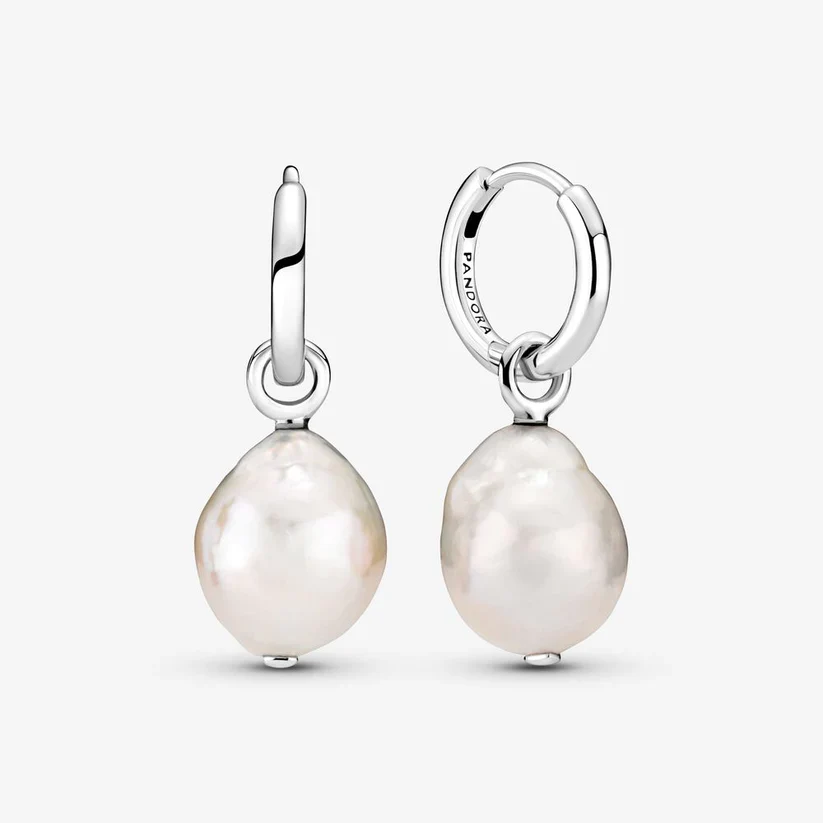 [595] Freshwater Cultured Baroque Pearl Hoop