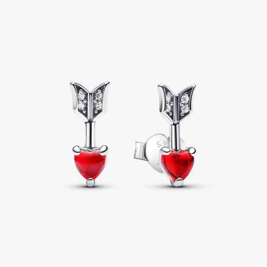 Arrow & Murano Glass Heart Stud