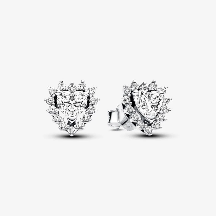 [633] Sparkling Heart Halo Stud