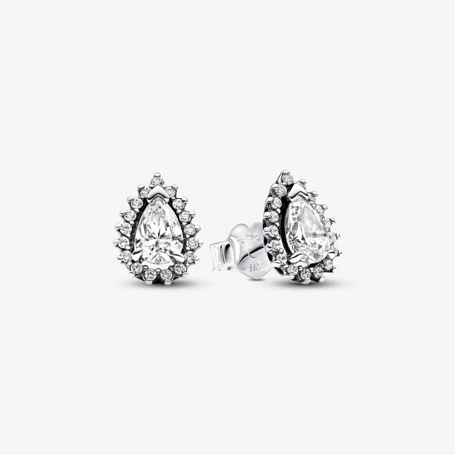 Sparkling Pear Halo Stud