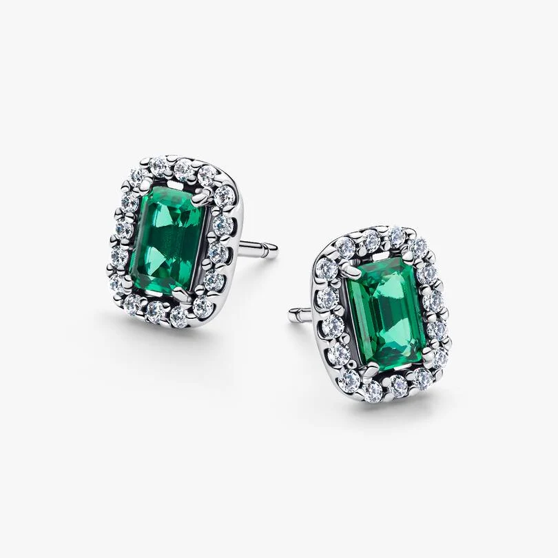 [99100] Sparkling Green Rectangular Stud