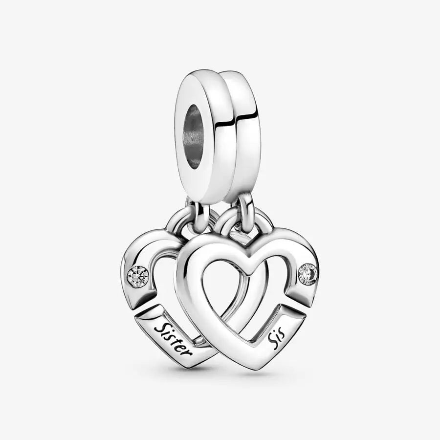 [706] Linked Sister Hearts Split Dangle