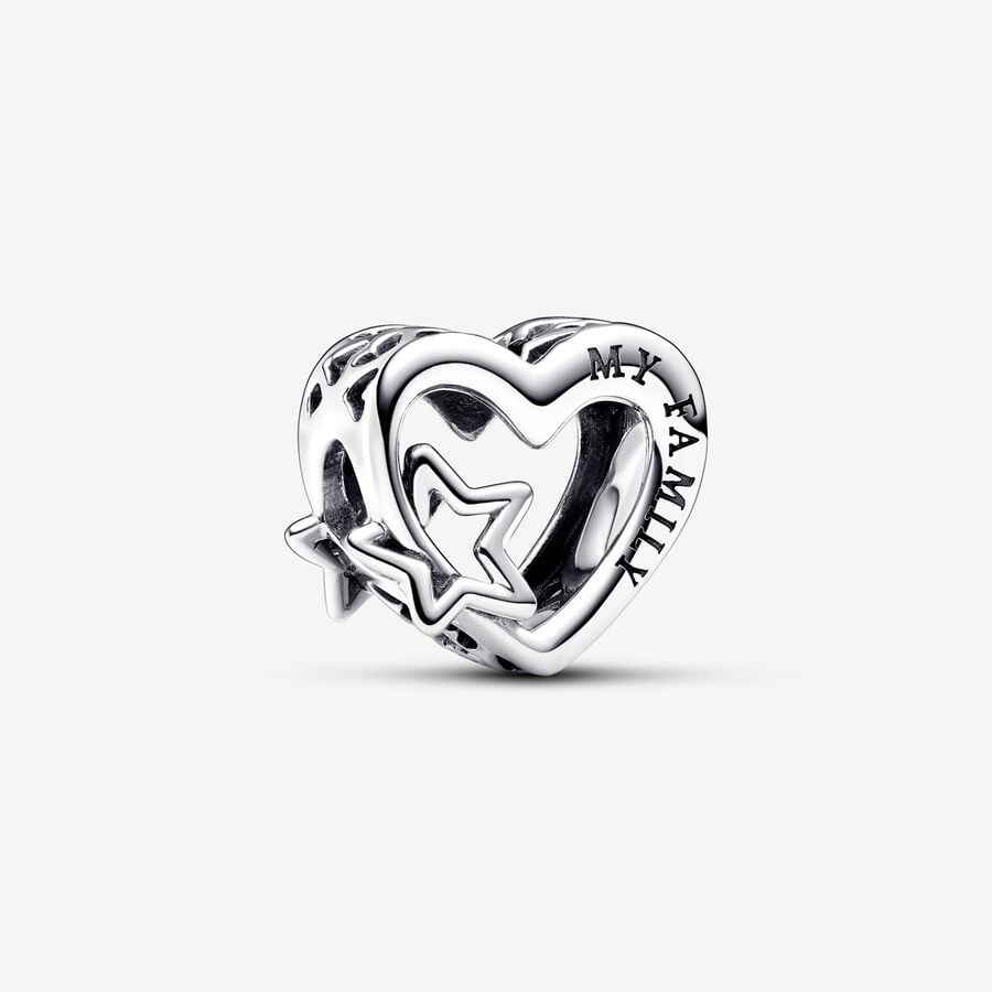 [728] Openwork Family Heart & Star Charm