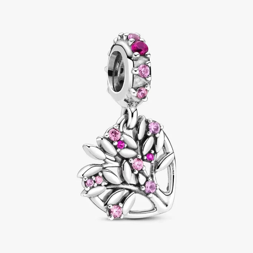 Pink Heart Family Tree Dangle