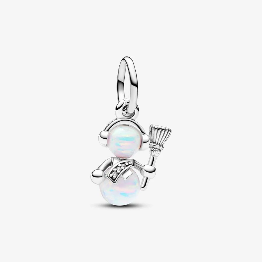 [791] Opalescent Snowman Dangle