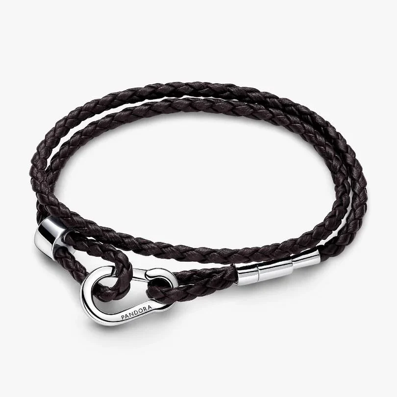[9498] Brown Braided Double Leather
