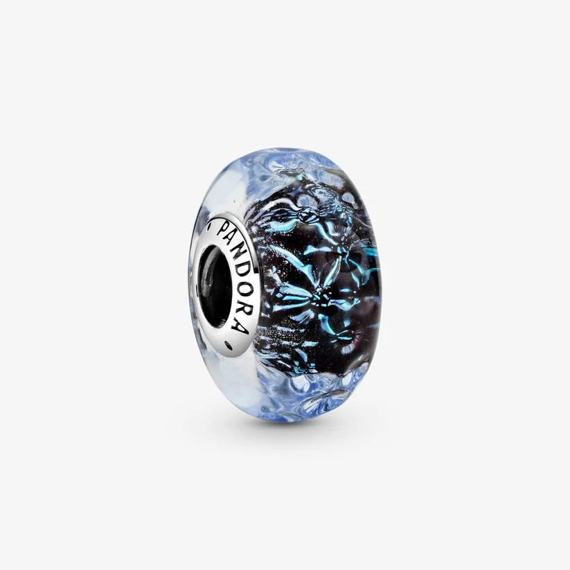 [889] Wavy Dark Blue Murano Glass