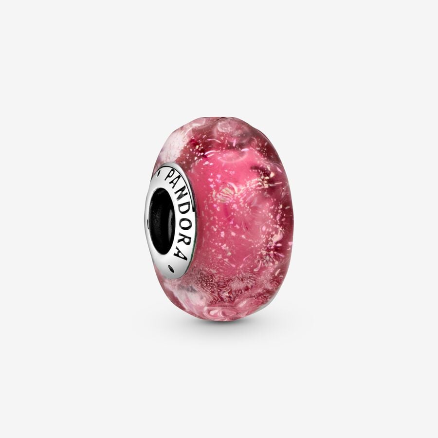 [890] Wavy Fancy Pink Murano Glass