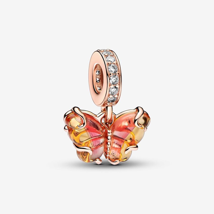 [2123] Pink & Yellow Murano Glass Butterfly