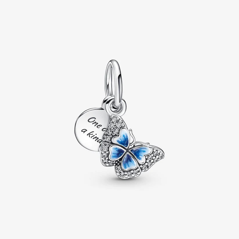 Blue Butterfly & Quote Double Dangle