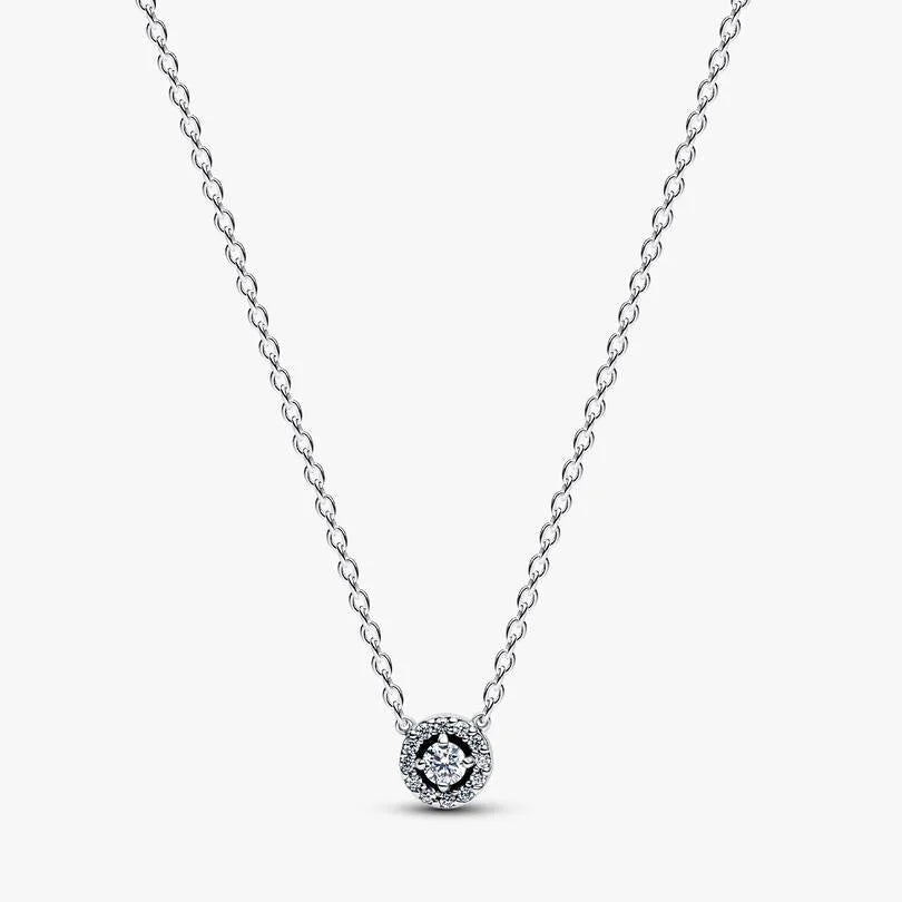 [13611] Round Pavé Halo Collier