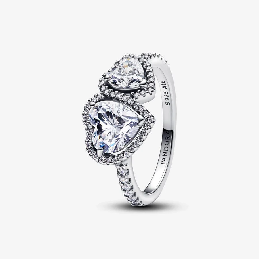 Sparkling Halo Hearts Ring 54