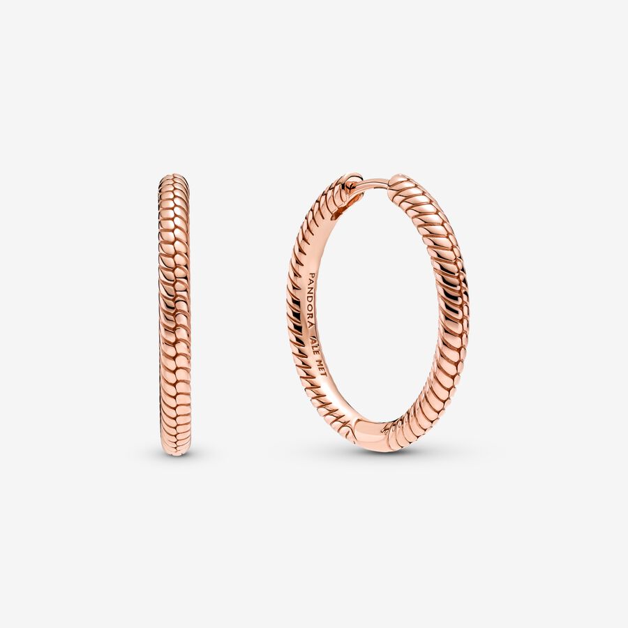[2139] Charm Hoop Earrings Rose