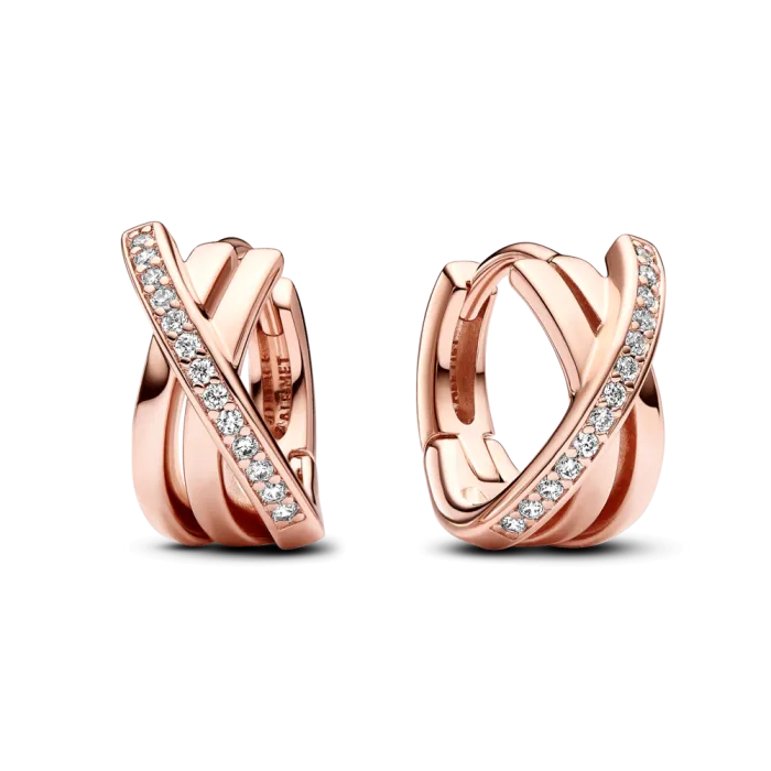 [2140] Crossover Pavé Hoop Rose