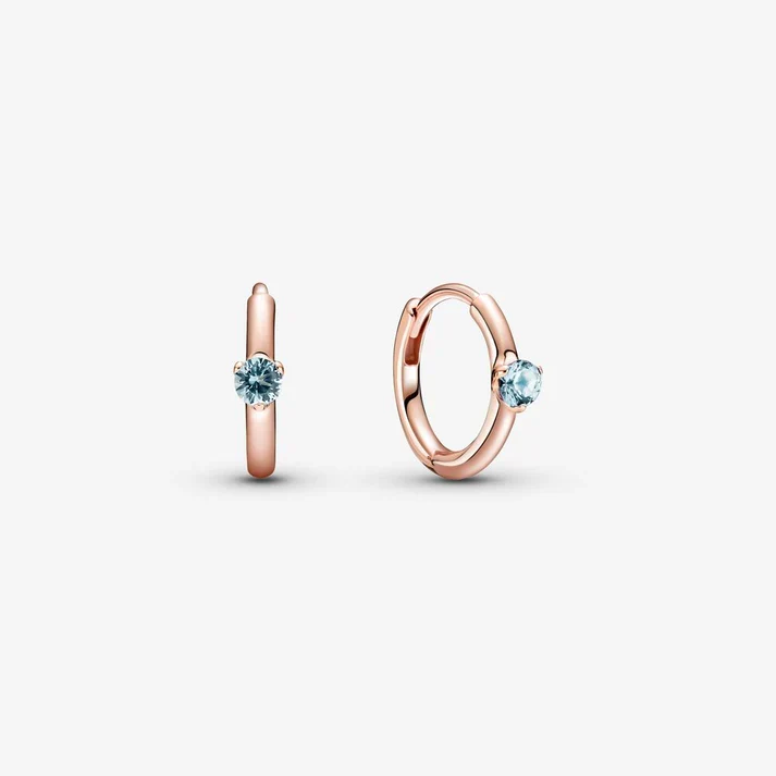 Light Blue Solitaire Huggie Hoop