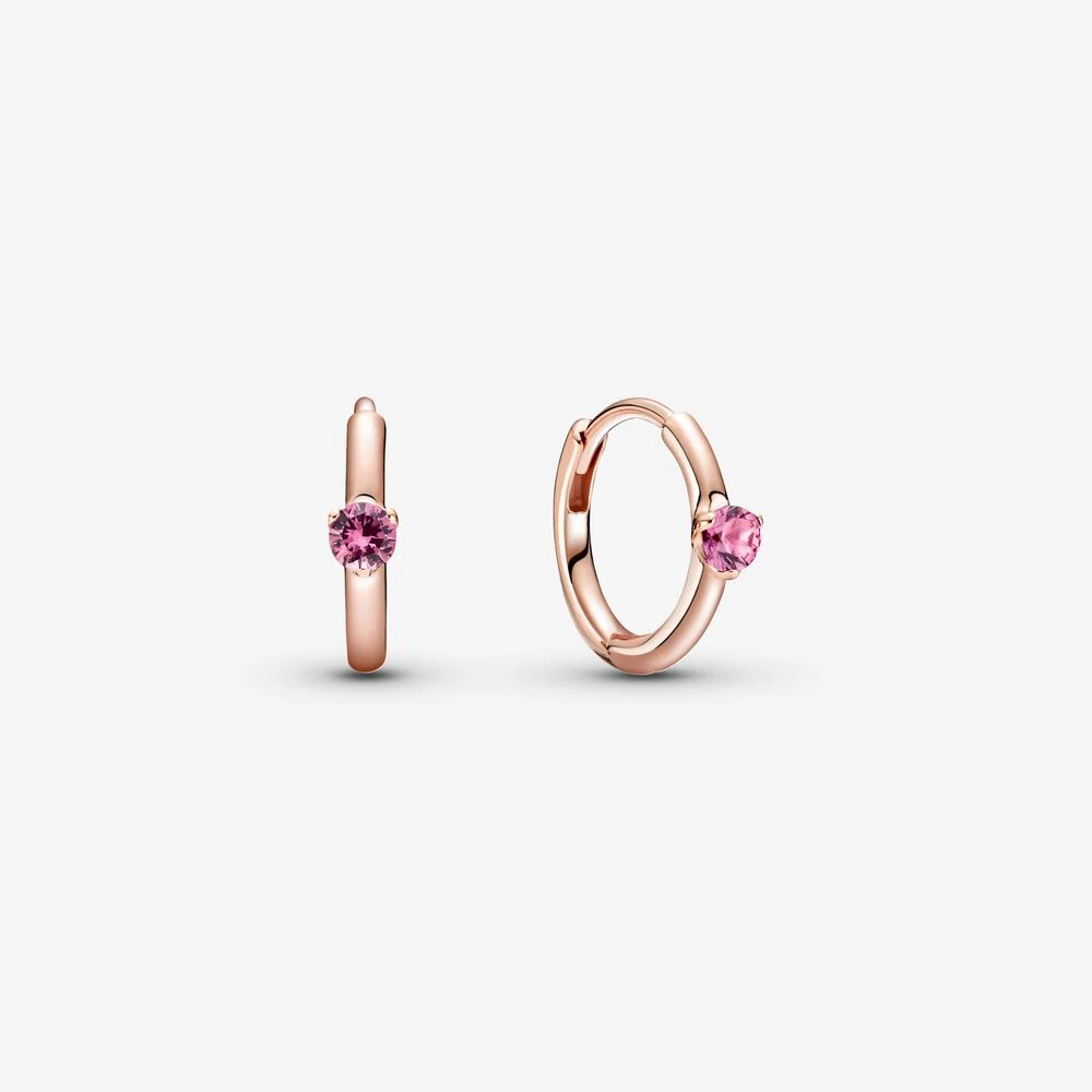 [2148] Pink Solitaire Huggie Hoop
