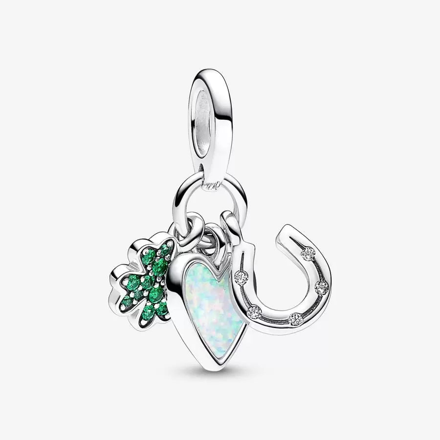 [2332] Four Leaf Clover, Heart and Horseshoe Triple
