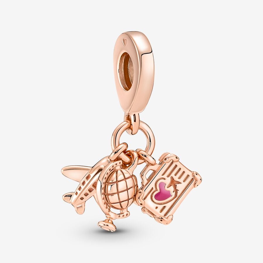 Airplane, Globe & Suitcase Trip Rose