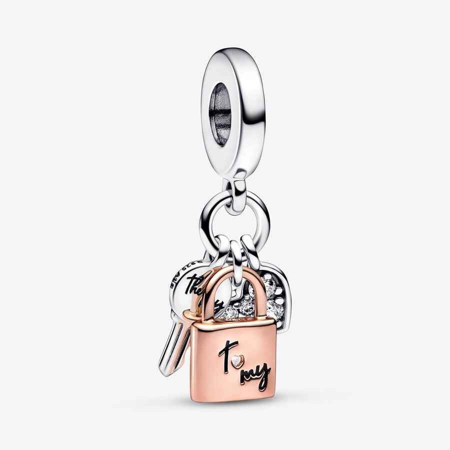 [10500] Two-tone Key, Padlock & Heart Triple