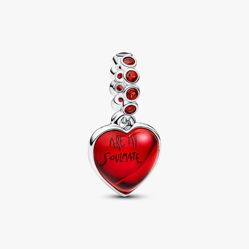 [13699] Red Murano Glass Heart Double