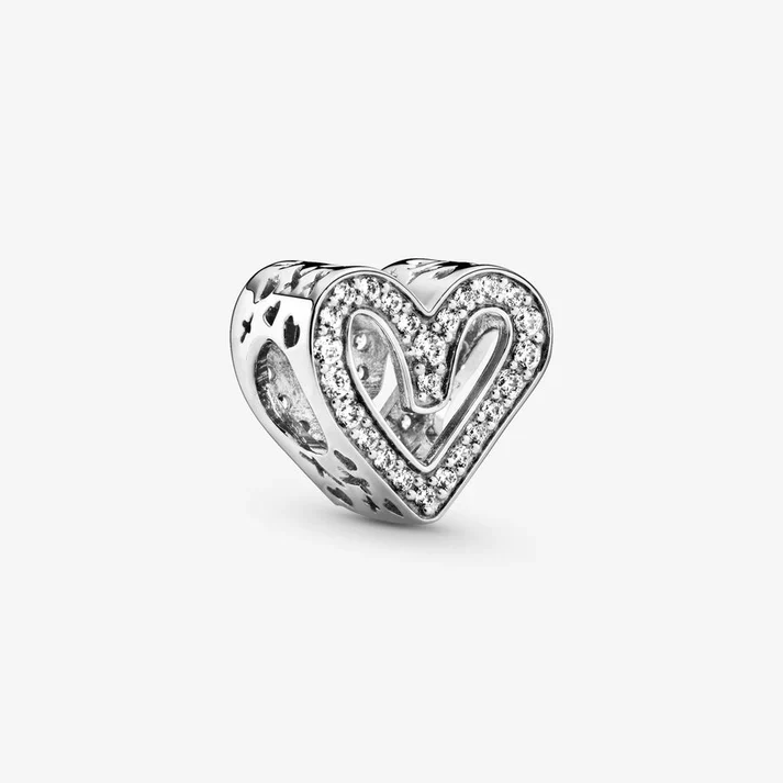 [2386] Sparkling Freehand Heart Charm
