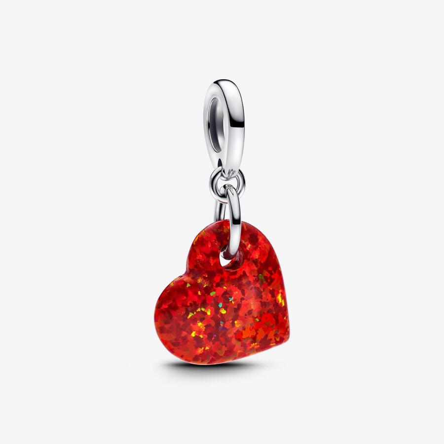 [6032] Opalescent Red Heart Dangle