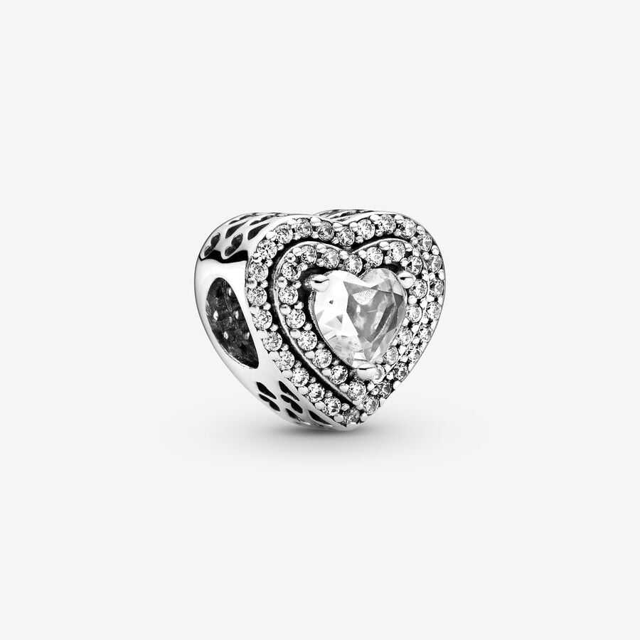 [9845] Sparkling Leveled Hearts Silver