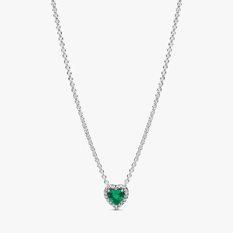 Elevated Green Heart Necklace
