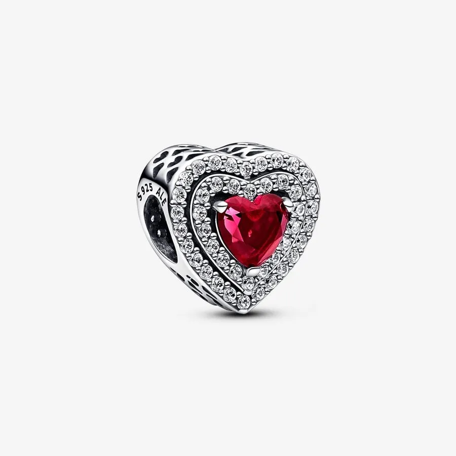 [2387] Sparkling Leveled Heart Red